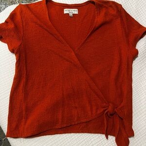 Madewell Texture and Thread Orange Tie Terrycloth Blouse